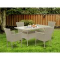 Invernadero 5 Piece Oslo Outdoor-furniture Natural Color Wicker Dining Set - Natural IN2246820